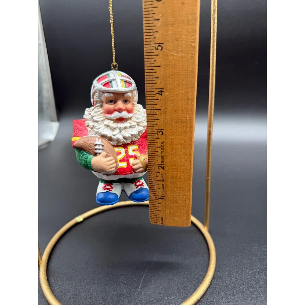Santa‎ Claus Football Player Christmas Ornament Red Jersey #25 Sports Decor 3.5
